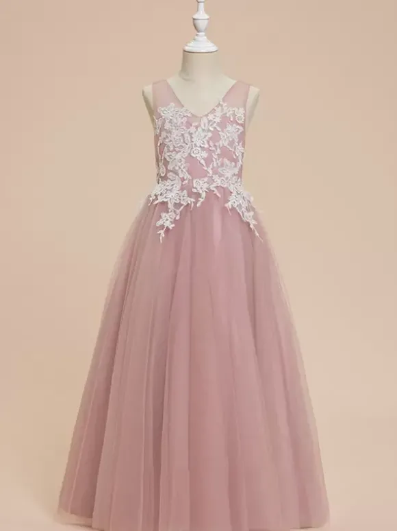 Robes de demoiselle d'honneur de mariage robes d'occasion spéciale n艙uds roses sans manches
