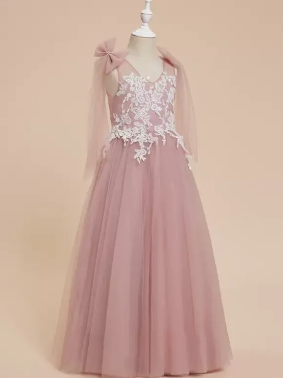 Robes de demoiselle d'honneur de mariage robes d'occasion spéciale n艙uds roses sans manches