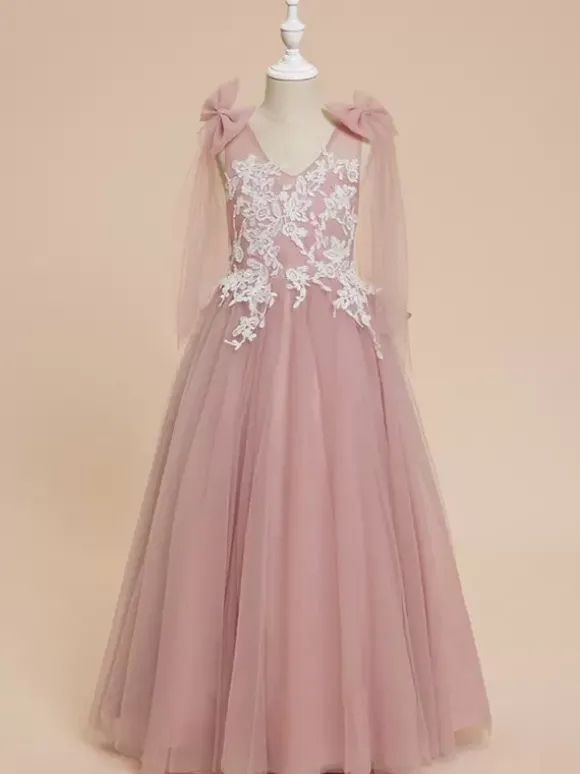 Robes de demoiselle d'honneur de mariage robes d'occasion spéciale n艙uds roses sans manches