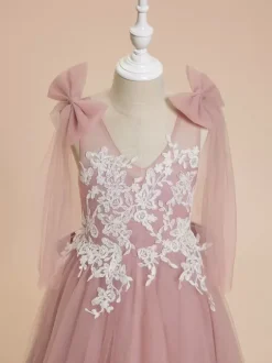 Robes de demoiselle d'honneur de mariage robes d'occasion spéciale n艙uds roses sans manches