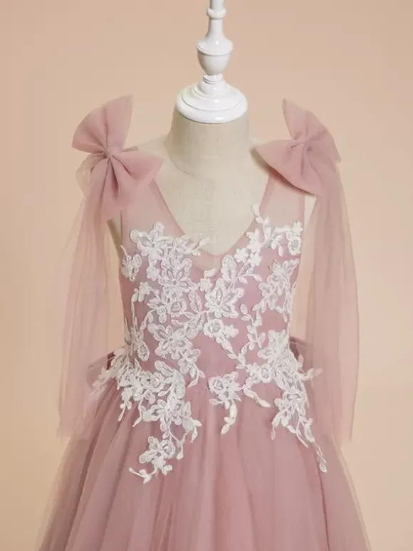 Robes de demoiselle d'honneur de mariage robes d'occasion spéciale n艙uds roses sans manches