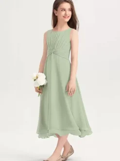 Robes de demoiselle d'honneur blanches Robes pour occasions spéciales Robes de demoiselle d'honneur violettes en mousseline de soie sans manches à col bijou