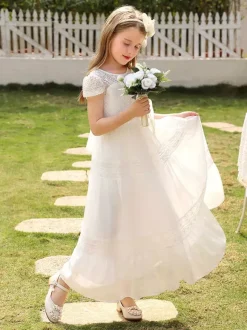 Robes de demoiselle d'honneur pour mariage jolies robes de demoiselle d'honneur pour enfants robe de soirée sociale à manches courtes en dentelle