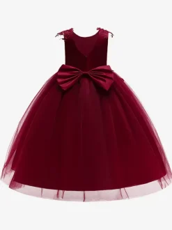 Robes de demoiselle d'honneur blanches robes d'occasion spéciale en Tulle rose sans manches col bijou robes de demoiselle d'honneur