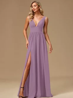 Robes de demoiselle d'honneur robe de bal longueur au sol fermeture éclair en mousseline de soie robe de bal