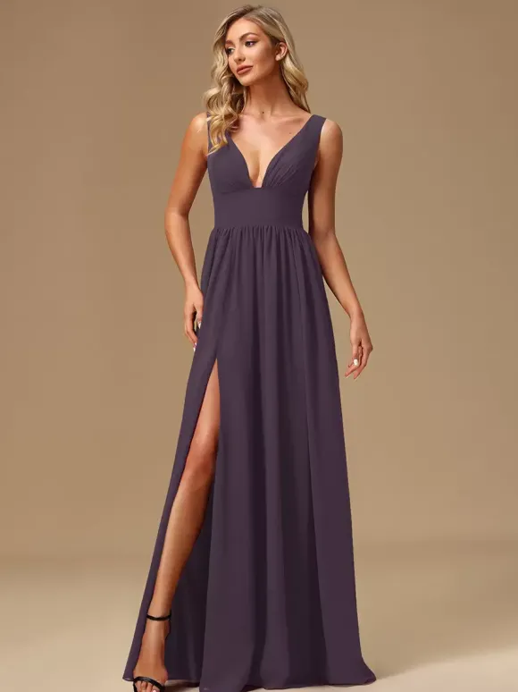 Robes de demoiselle d'honneur robe de bal longueur au sol fermeture éclair en mousseline de soie robe de bal