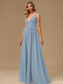 Robes de demoiselle d'honneur robe de bal longueur au sol fermeture éclair en mousseline de soie robe de bal