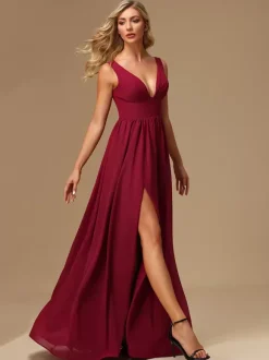 Robes de demoiselle d'honneur robe de bal longueur au sol fermeture éclair en mousseline de soie robe de bal