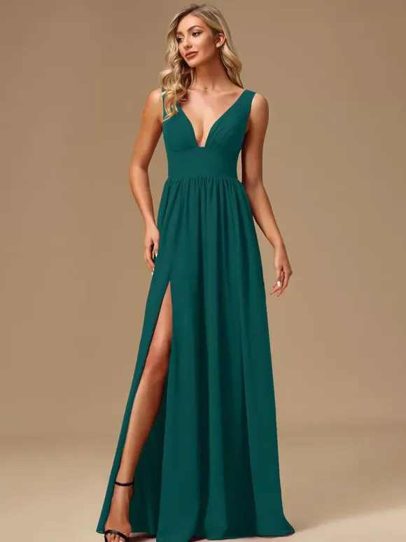 Robes de demoiselle d'honneur robe de bal longueur au sol fermeture éclair en mousseline de soie robe de bal