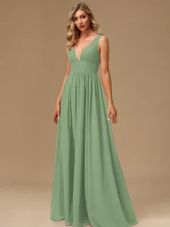 Robes de demoiselle d'honneur robe de bal longueur au sol fermeture éclair en mousseline de soie robe de bal