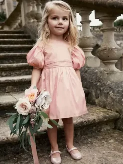 Robes de demoiselle d'honneur de mariage Robes pour occasions spéciales Rose pâle Manches courtes N艙uds