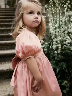 Robes de demoiselle d'honneur de mariage Robes pour occasions spéciales Rose pâle Manches courtes N艙uds