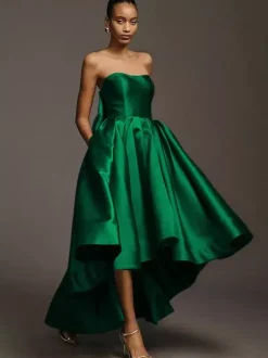 Robes de demoiselle d'honneur en tissu satiné ligne a longueur au sol robe de soirée de mariage
