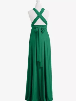 Robes de demoiselle d'honneur en mousseline coupe trapèze longueur au sol robes de soirée
