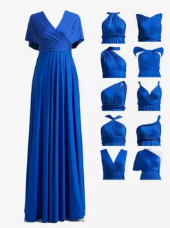 Robes de demoiselle d'honneur en mousseline coupe trapèze longueur au sol robes de soirée