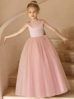 Robes de demoiselle d'honneur de mariage robes d'occasion spéciale n艙uds roses sans manches