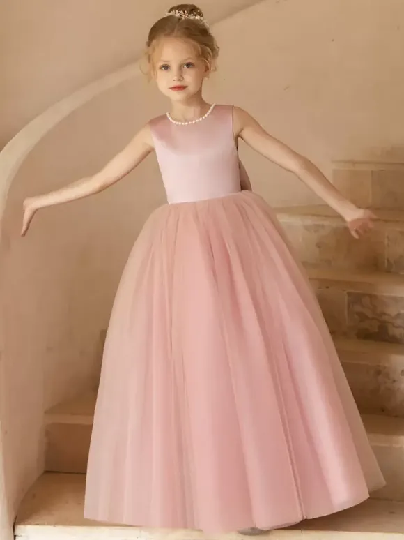 Robes de demoiselle d'honneur de mariage robes d'occasion spéciale n艙uds roses sans manches