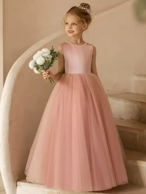 Robes de demoiselle d'honneur de mariage robes d'occasion spéciale n艙uds roses sans manches
