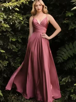 Robes de demoiselle d'honneur ligne a longueur au sol fermeture éclair tissu satiné robe de soirée de mariage