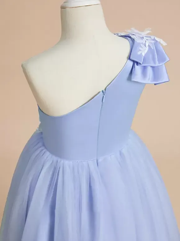 Robes de demoiselle d'honneur de mariage robes d'occasion spéciale bleu bébé n艙uds sans manches
