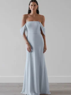Robes de demoiselle d'honneur Robe de bal trapèze en mousseline de soie longueur au sol