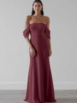 Robes de demoiselle d'honneur Robe de bal trapèze en mousseline de soie longueur au sol
