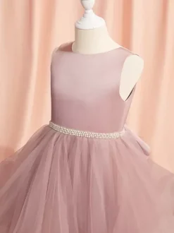 Robes de demoiselle d'honneur de mariage robes d'occasion spéciale n艙uds roses sans manches