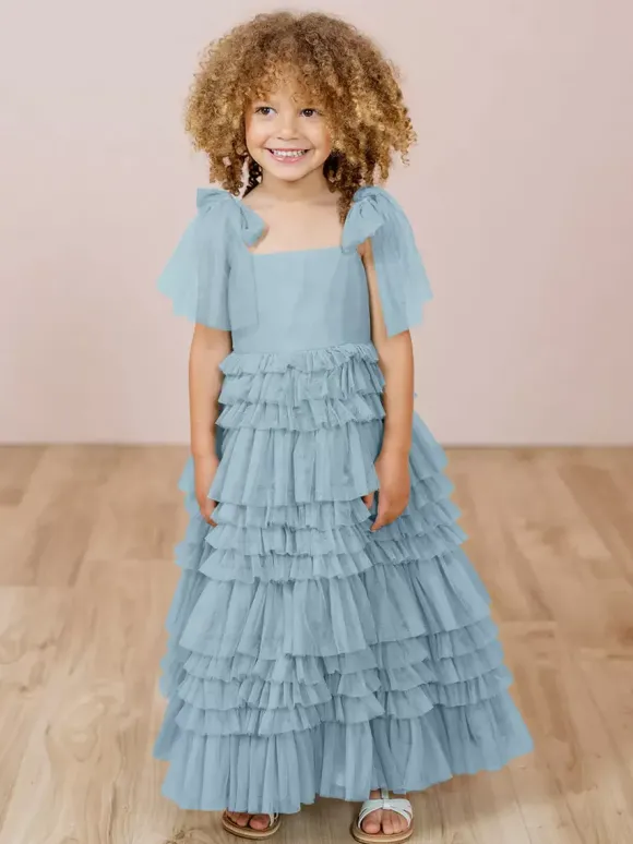 Robes de fille de fleur blanche Blush rose Tulle sans manches bijou cou robes de fille de fleur
