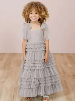 Robes de fille de fleur blanche Blush rose Tulle sans manches bijou cou robes de fille de fleur