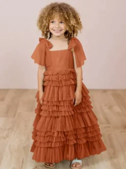 Robes de fille de fleur blanche Blush rose Tulle sans manches bijou cou robes de fille de fleur