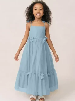 Robes de fille de fleur blanche Organza rose doux sans manches col bijou robes de fille de fleur
