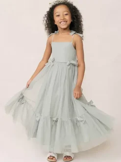 Robes de fille de fleur blanche Organza rose doux sans manches col bijou robes de fille de fleur