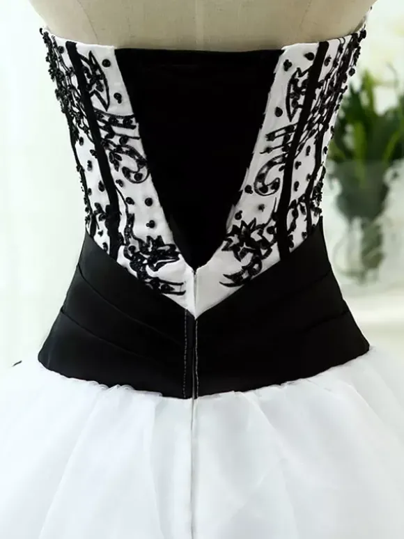 Robes de mariée noires Robe de princesse silhouette sans manches en dentelle organza à traîne Robe de mariage