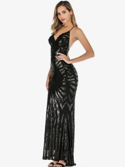 Robes De Soirée Robe Semi-formelle Verte À Bretelles À Manches Longues