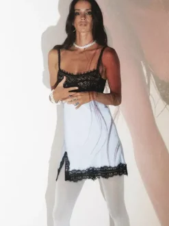 Robes de tous les jours pour femme mini-robes abricot sans manches à bretelles robe bicolore à col montant