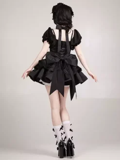 Robes gothiques Lolita à n艙uds et volants rouges