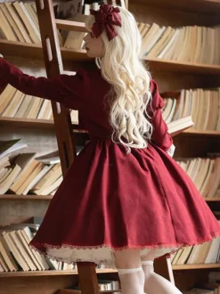 Robes Gothiques Lolita N艙uds Volants Bordeaux