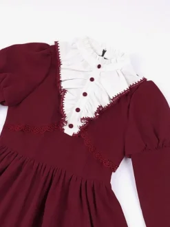 Robes Gothiques Lolita N艙uds Volants Bordeaux