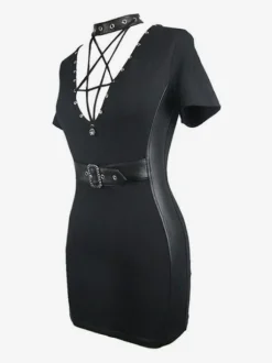 Robes gothiques Lolita Punk avec 艙illets  robe noire