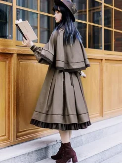 Robes Gothiques Lolita Volants Brodés Café Marron Café Académique