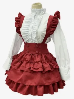 Robes Gothiques Lolita Volants Rouge Rouge