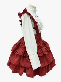 Robes Gothiques Lolita Volants Rouge Rouge