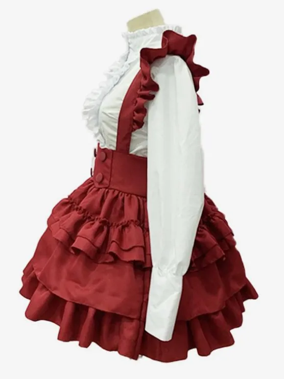Robes Gothiques Lolita Volants Rouge Rouge