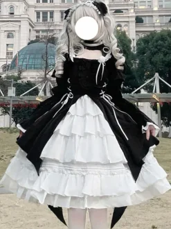 Robes Gothiques Lolita Volants Costume de Bonne Manches Longues Gothique