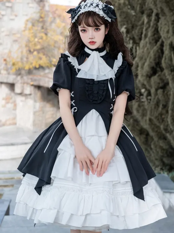 Robes Gothiques Lolita Volants Costume de Bonne Manches Longues Gothique