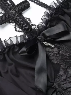 Robes Gothiques Lolita Volants Jacquard Noir