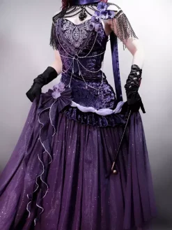 Robes Lolita gothiques pastel d'  à volants n艙ud papillon dentelle fleurs n艙uds violet romance gothique Lolita JSK