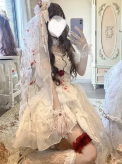 Robes Lolita Gothiques Rose Style Robe de Mariée Lolita JSK