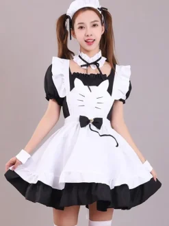 Robes Lolita Gothiques Volants Noir Mignonne