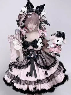 Robes Lolita Mignonne à volants robe chantante de princesse à bretelles